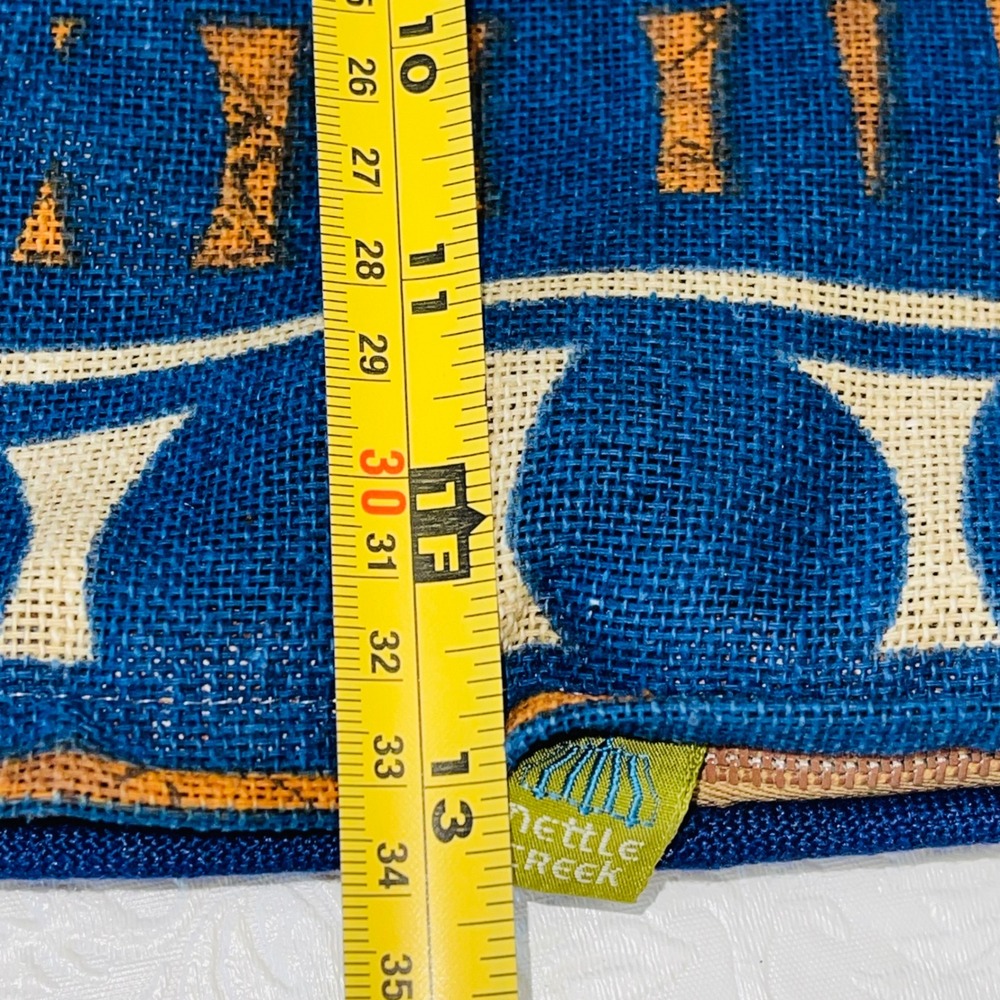 Nettle Creek Vintage Tribal Geometric Pillow Cover Woven Blue Orange 12.5in - Picture 4 of 6